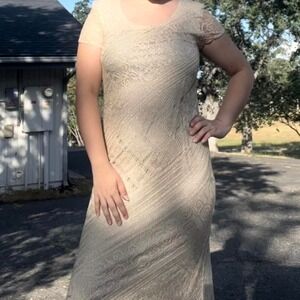 Giorgio sant Angelo vintage knit lace maxi dress retro shoulder padded size 10